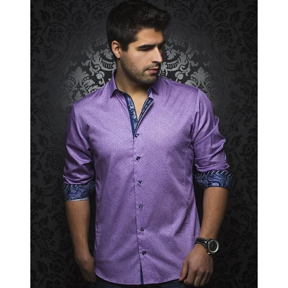 AU NOIR | MEN'S DRESS SHIRT IN LIGHT  LAVENDER - Picture 1 of 14